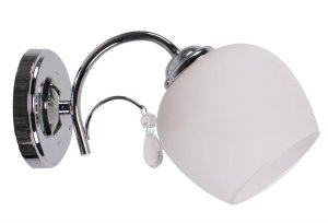 Nástenná lampa chrómové sklo biele tienidlo s krištáľom 40W Zachera