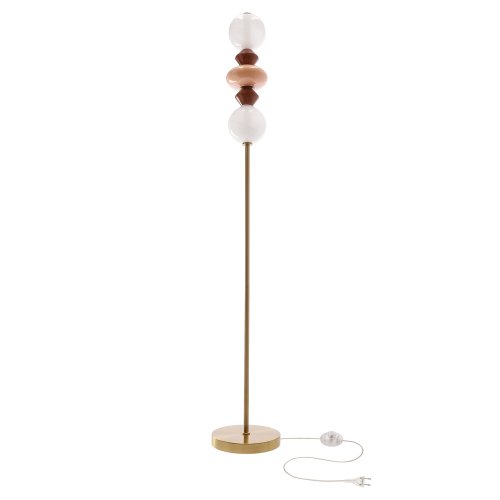 FLORES lampa podłogowa mosiężny+brązowy+pomarańczowy 15W LED 3000K klosz biały