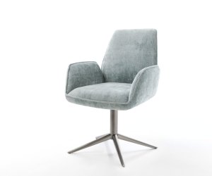 Otočná jedálenská stolička Zoa-Flex šenilka pastelovo modrá podstava