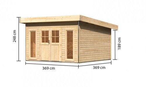 Dřevěný zahradní domek 369 x 369 cm Dekorhome - BAREVNÁ VARIANTA: Smrk