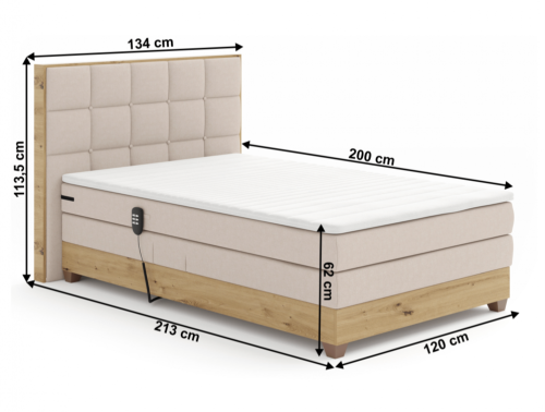 Elektrická polohovací boxspringová postel TINA 120