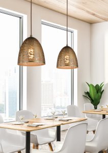 Závesná stropná lampa sfinga kužeľ e27 prelamovaná patina