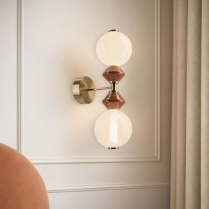 FLORES lampa kinkiet mosiężny+brązowy 10W LED 4000K klosz biały