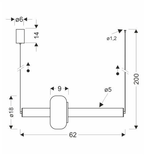 PURAS lampa wisząca pozioma 15W LED 3000K klosz bezbarwny+biały