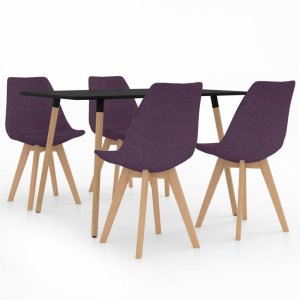 Jedálenský set 4+1 buk / látka / plast Dekorhome