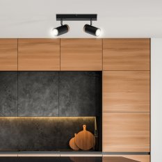 STROPNÁ LAMPA LAGOS ČIERNA 2X15 GU10 TIENIDLO ČIERNA+DREVENÁ