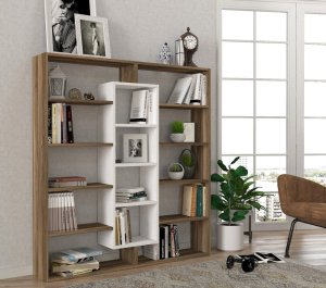 Knižnica Ample - Walnut, White