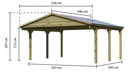 Dřevěný přístřešek / carport 530x496 cm Dekorhome