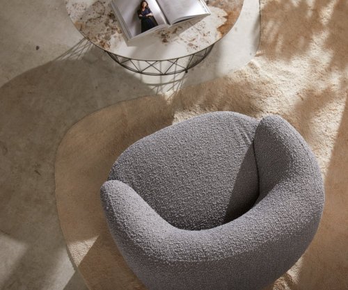Lounge chair Nova 88x88 cm bouclé stříbrná šedá
