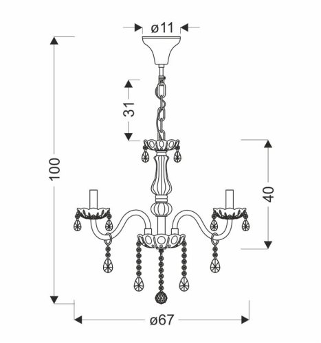 Závěsná lampa Cristallo chrom 8x40W E14 transparentní