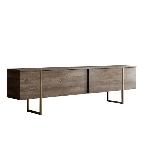 TV stolek Luxe - Walnut, Gold