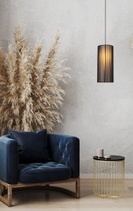 Černá dřevěná závěsná lampa 18cm Kioto Ledea