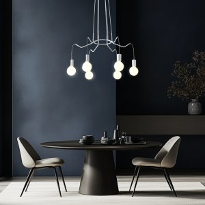 Závesná stropná lampa, matná biela, 6x40W, Basso
