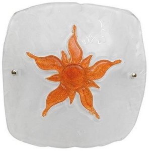 Stropní lampa bílá/hnědé sklo Slunce