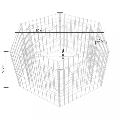 Šesťhranný gabiónový vyvýšený záhon Dekorhome - ROZMER: 200x173x40 cm
