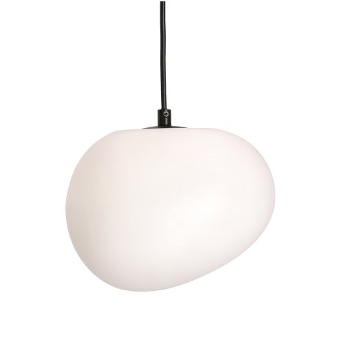 Závěsná lampa STONES 20 cm v japonském stylu - s bílým stínidlem inspirovaným kamenem - minimalistické stropní osvětlení do obývacího pokoje E27