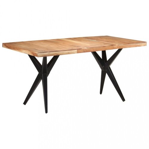 Jídelní stůl masivní dřevo / ocel Dekorhome - ROZMĚR: 140x70x76 cm