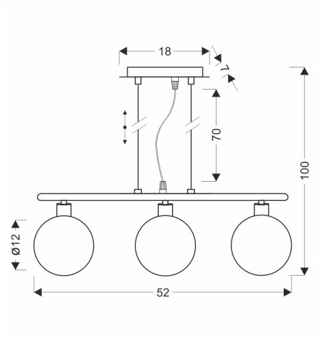 Závesná lampa SOMUL 3x20W G9 chrómové sklenené tienidlá 12 cm grafitové moderné elegantné svietidlo obývačka jedáleň kuchyňa