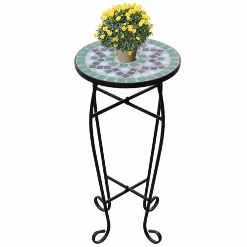 Mozaikový stolek na květiny keramika Dekorhome - BAREVNÁ VARIANTA: Zelená
