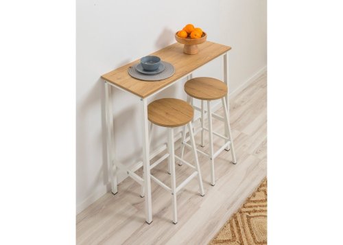 Bar Table & Stool Set (3 Pieces) Mola Set 100 - Karina White