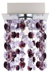 Stropní lampa G9 Classic chrom/vínová křišťálová