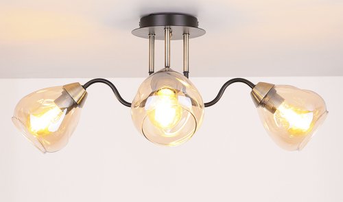 Čierno-zlatá dymová stropná lampa 3xE27 Unica