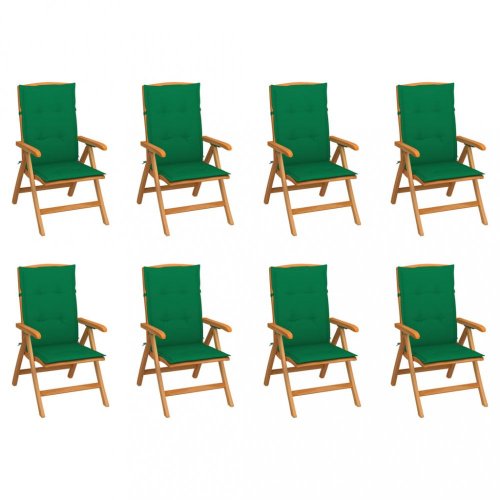 Skládací zahradní židle s poduškami 8 ks teak / látka Dekorhome - BAREVNÁ VARIANTA: Šedá