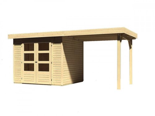 Dřevěný zahradní domek ASKOLA 3 s přístavkem 240 Dekorhome - BAREVNÁ VARIANTA: Šedá