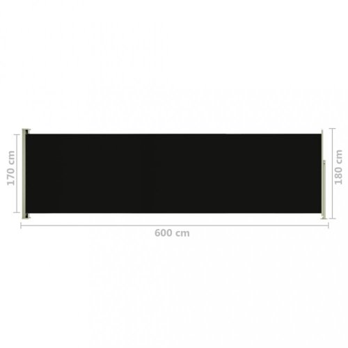 Zatahovací boční markýza 180x600 cm Dekorhome - BAREVNÁ VARIANTA: Černá