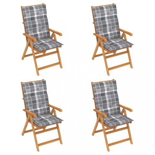 Skládací zahradní židle 4 ks s poduškami Dekorhome - BAREVNÁ VARIANTA: Tmavě zelená