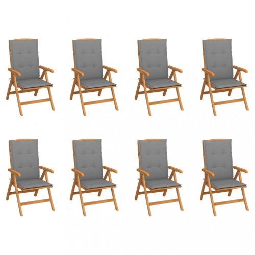 Skladacia záhradná stolička s poduškami 8 ks teak / látka Dekorhome - BAREVNÁ VARIANTA: Čierna