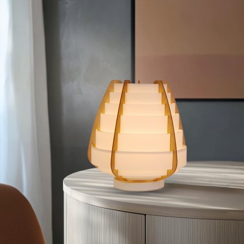 Stolní lampa béžová dřevo+plast Nagoja Ledea