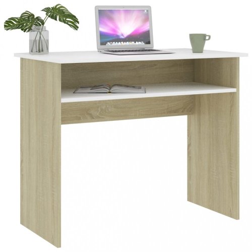Písací stôl s policou 90x50 cm Dekorhome - BAREVNÁ VARIANTA: Sivá lesk