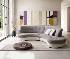 Pohovka Neapol 300x95cm biela svetlosivá s vankúšmi