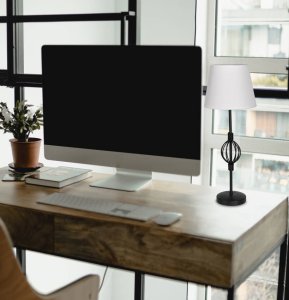 Černobílá kancelářská lampa 40W E14 Rosette