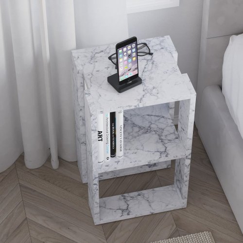 Nočný stolík Lonie - Carrara Marble