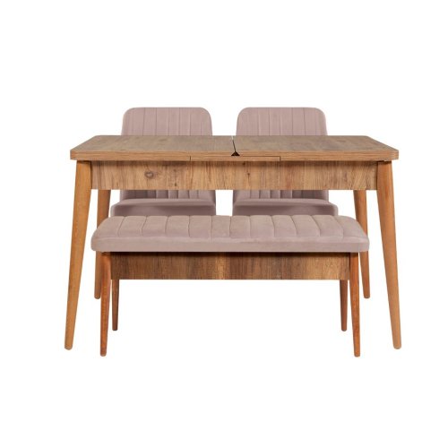 Jídelní set s rozkládacím stolem a židlemi (4 kusy) Vina 0900 - Walnut Stone