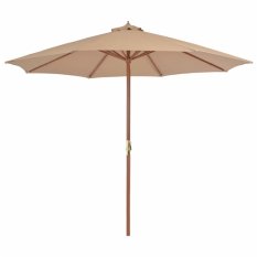 vidaXL Zahradní slunečník s dřevěnou tyčí 300 cm barva taupe