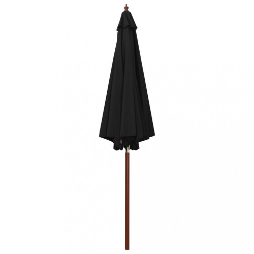 Slunečník s dřevěnou tyčí Ø 300 cm Dekorhome - BAREVNÁ VARIANTA: Černá