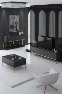 Set obývacího nábytku Lord - Anthracite, Gold