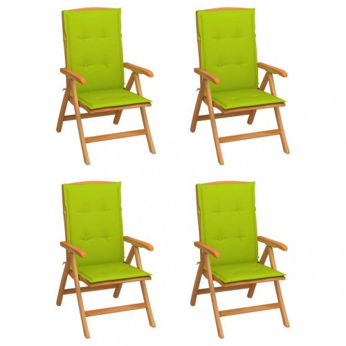 Zahradní židle 4 ks teak / látka Dekorhome - BAREVNÁ VARIANTA: Tmavě zelená