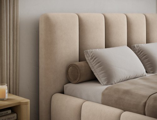 Posteľ Edvige + Drevený rám + plynový piest + kontajner 180x200