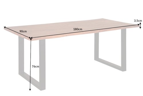 Jídelní stůl ATHAMÁS akácie 3,5 cm Dekorhome - ROZMĚR: 180x90x76 cm