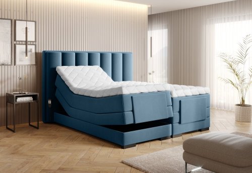 Elektrická polohovací boxspringová postel VERONA 160 - POTAHOVÝ MATERIÁL: Nube 40 - tmavě modrá