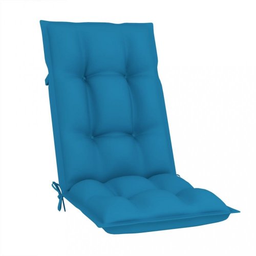 Skládací zahradní židle s poduškami 8 ks teak / látka Dekorhome - BAREVNÁ VARIANTA: Tmavě modrá