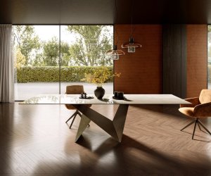 Hrana jedálenského stola 300x100 Keramický Laminam® Onice Oro Origami