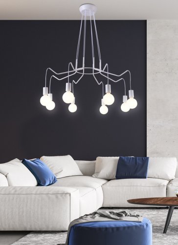 Závěsné stropní svítidlo, matně bílé, 8x40W, Basso