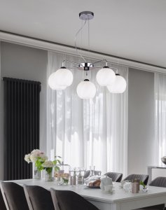 Závesná lampa Larix chróm 5x40W e27 biele tienidlo