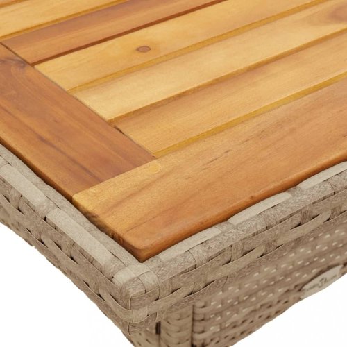 Zahradní stůl béžový 80 x 80 x 75 cm polyratan akáciové dřevo