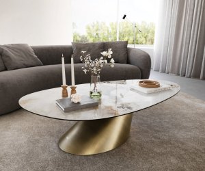 Konferenčný stolík Edge oválny 140x75 cm keramika Minas Melange Conis